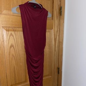 FREE SHIP, small, ruched Windsor maroon dress, midi, worn once